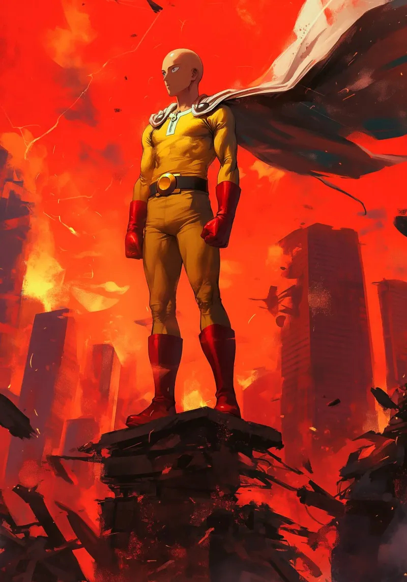 Saitama One Punch Man tela con Cornice a cassetta da Stellar Creative