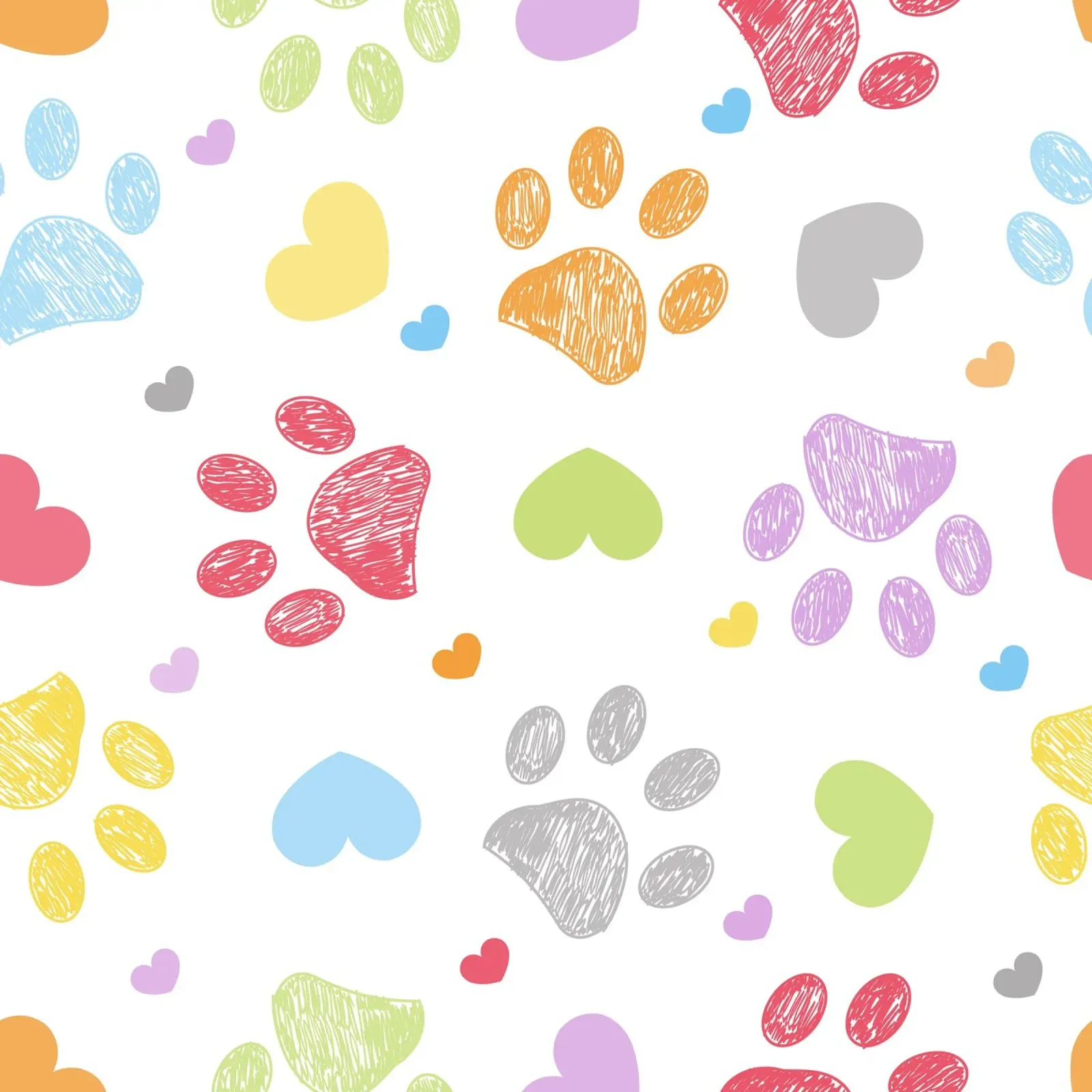 Doodle colorful paw print with hearts canvas by gulsengunel