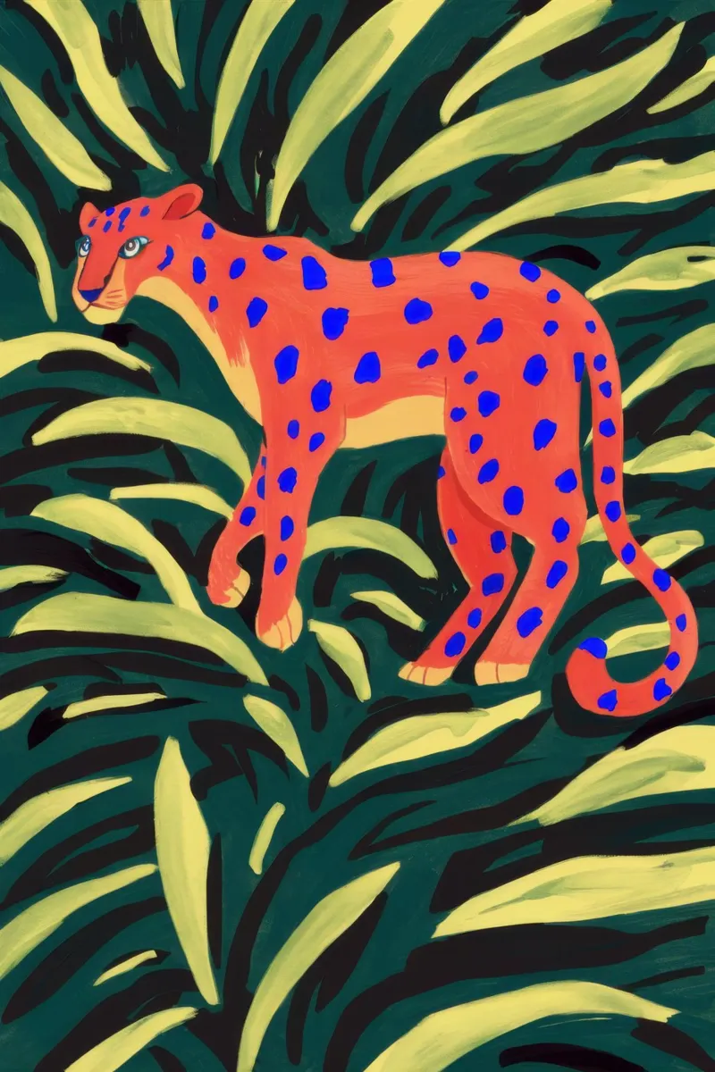Leopardo azzurro a caccia poster con telaio in alluminio da Scaller Stars