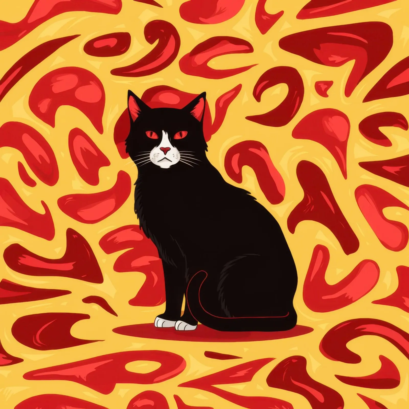 Gatto cremisi a vortice poster con telaio in legno da Scaller Stars