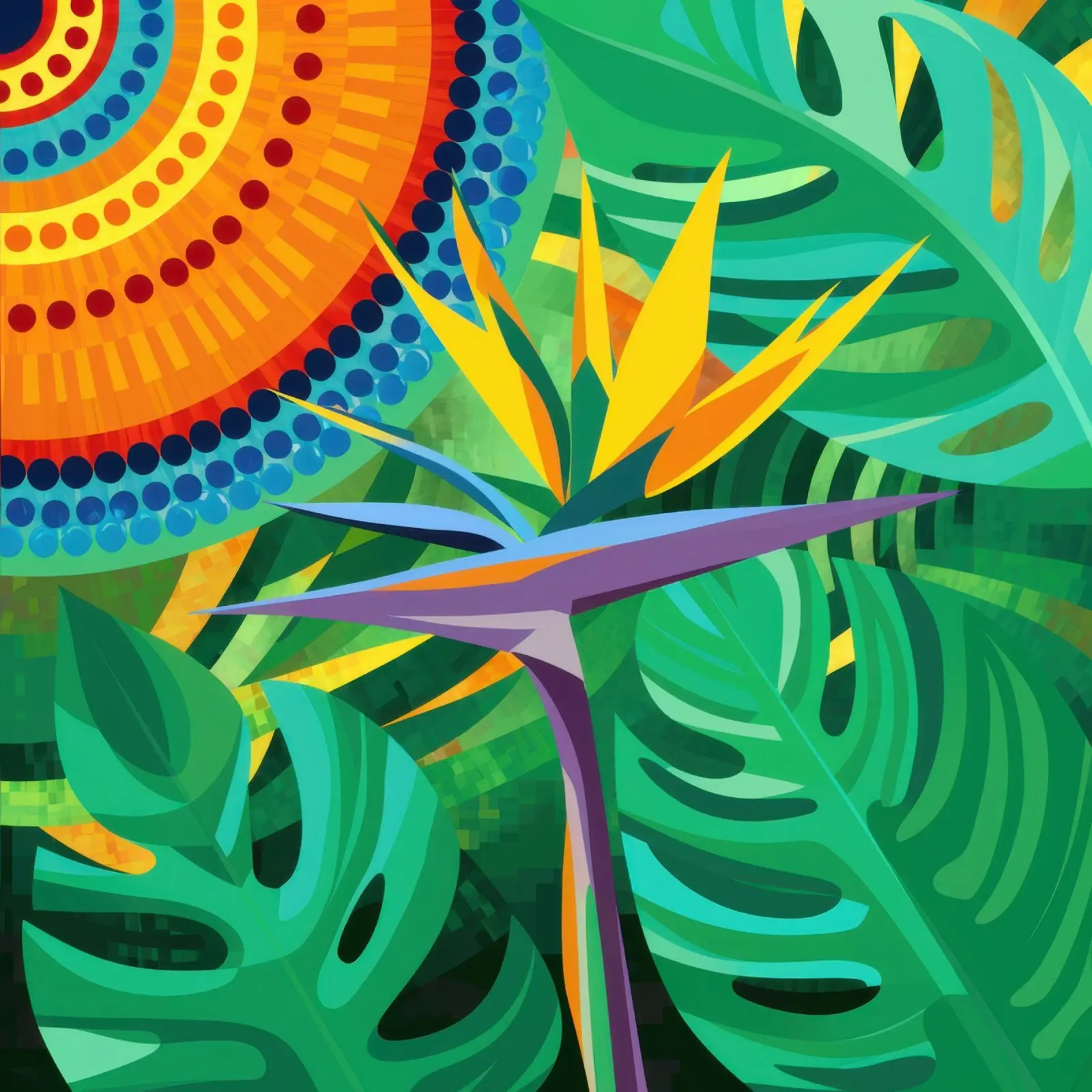 Paradiso degli uccelli tropicali poster con telaio in alluminio da Snow Mist