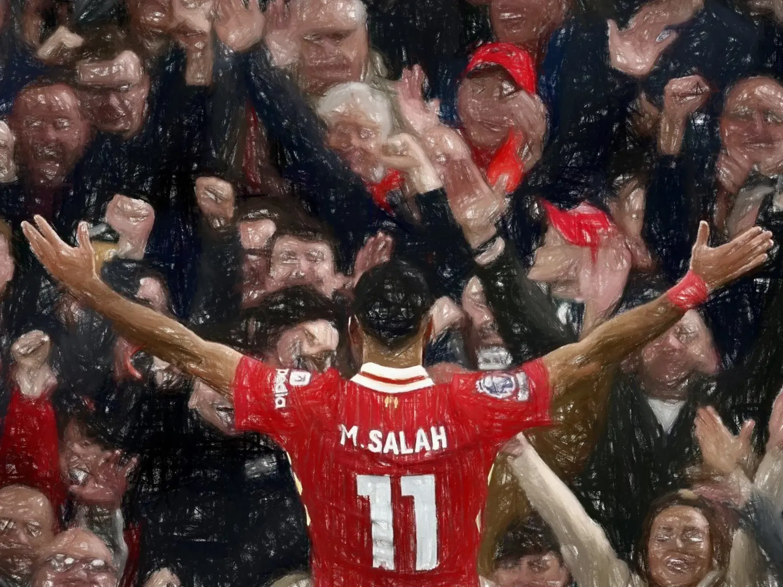 Mohamed Salah festeggia un gol poster con telaio in legno da dark eagle