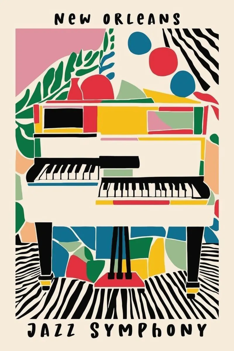 Sinfonia Jazz poster con telaio in legno da cosmos studio