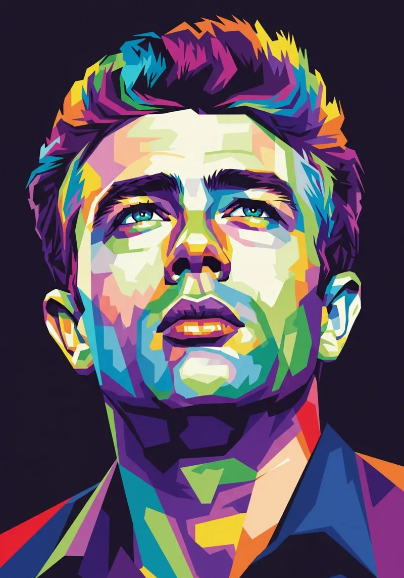James Dean ritratto pop art #1 poster con telaio in alluminio da Hantamrata