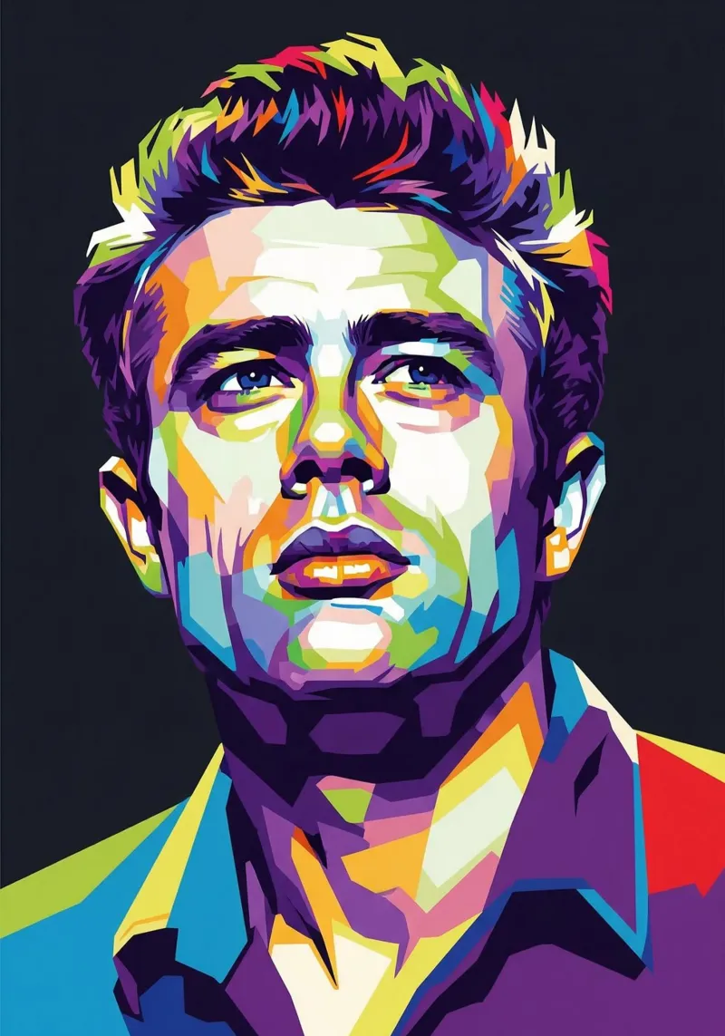 James Dean ritratto pop art #2 poster con telaio in alluminio da Hantamrata