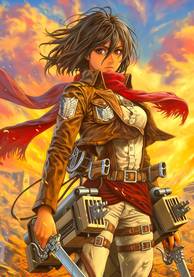 Mikasa Ackerman Attack on Titan poster con marco de plástico de Fleur de Lys