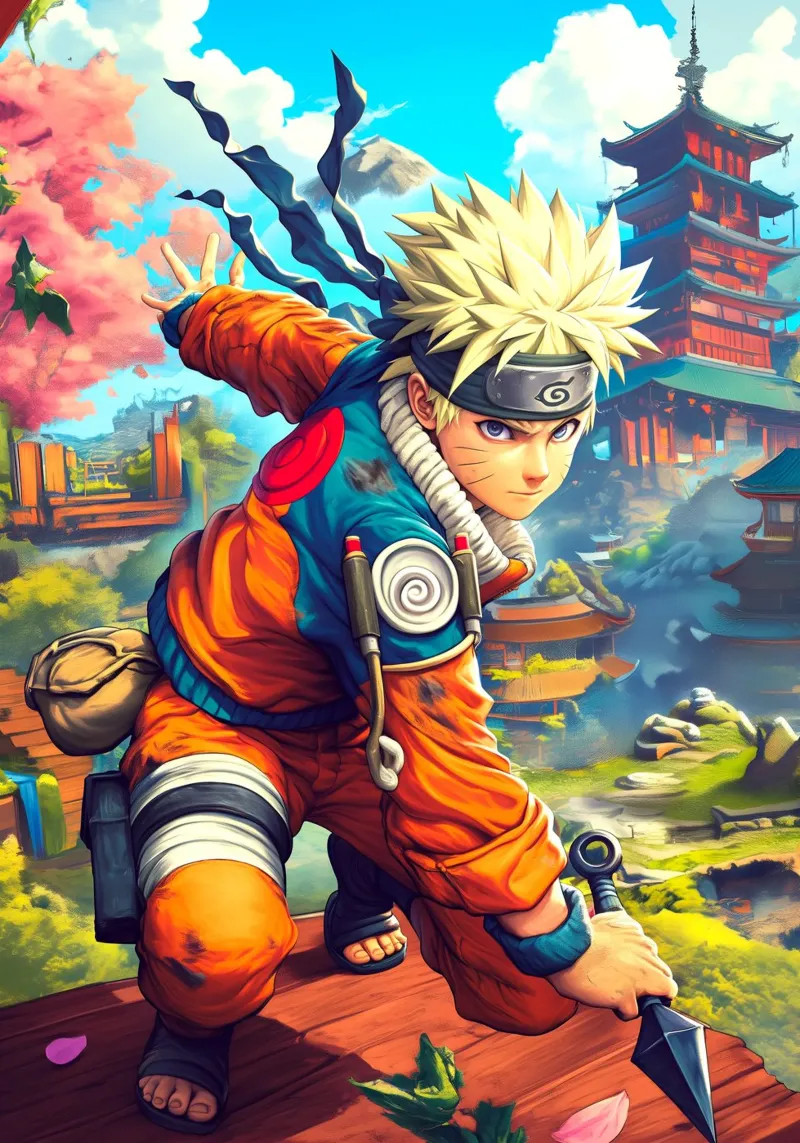 Naruto poster con telaio in alluminio da Fleur de Lys