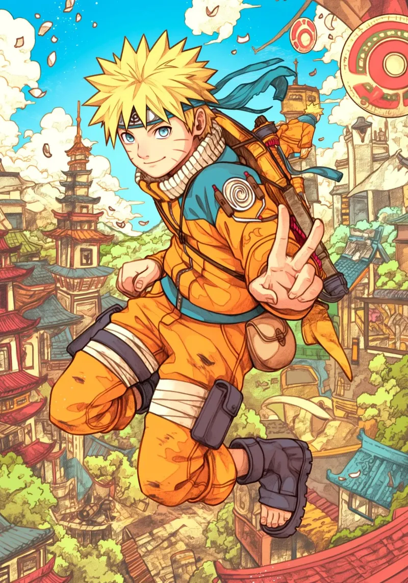 Naruto poster con telaio in legno da Fleur de Lys