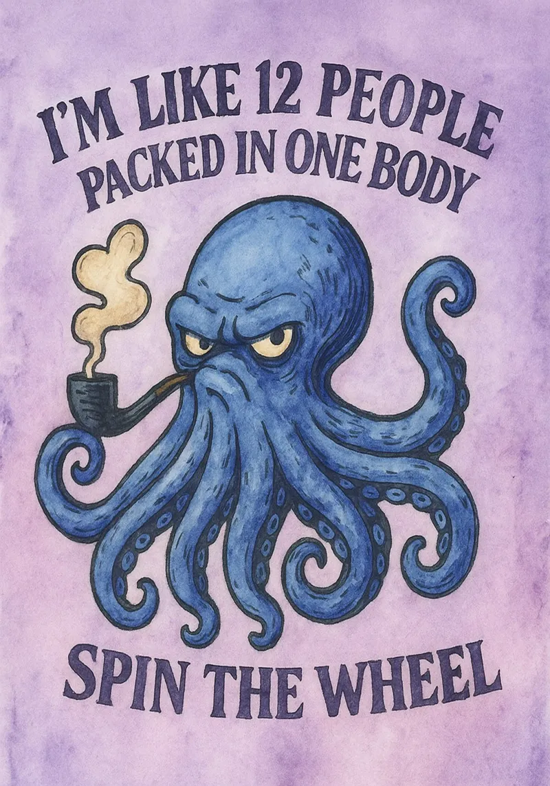 grappige octopus parodie tekening canvas met Baklijst van hexis
