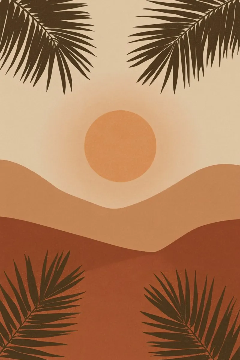 Colline di sole e foglie di palma poster da DesignDoodle