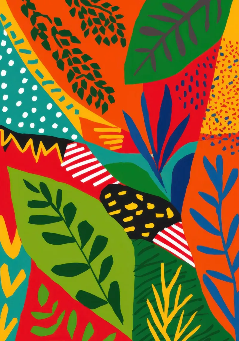 Abstract Jungle Fusion canvas with Floater frame by Snow Mist