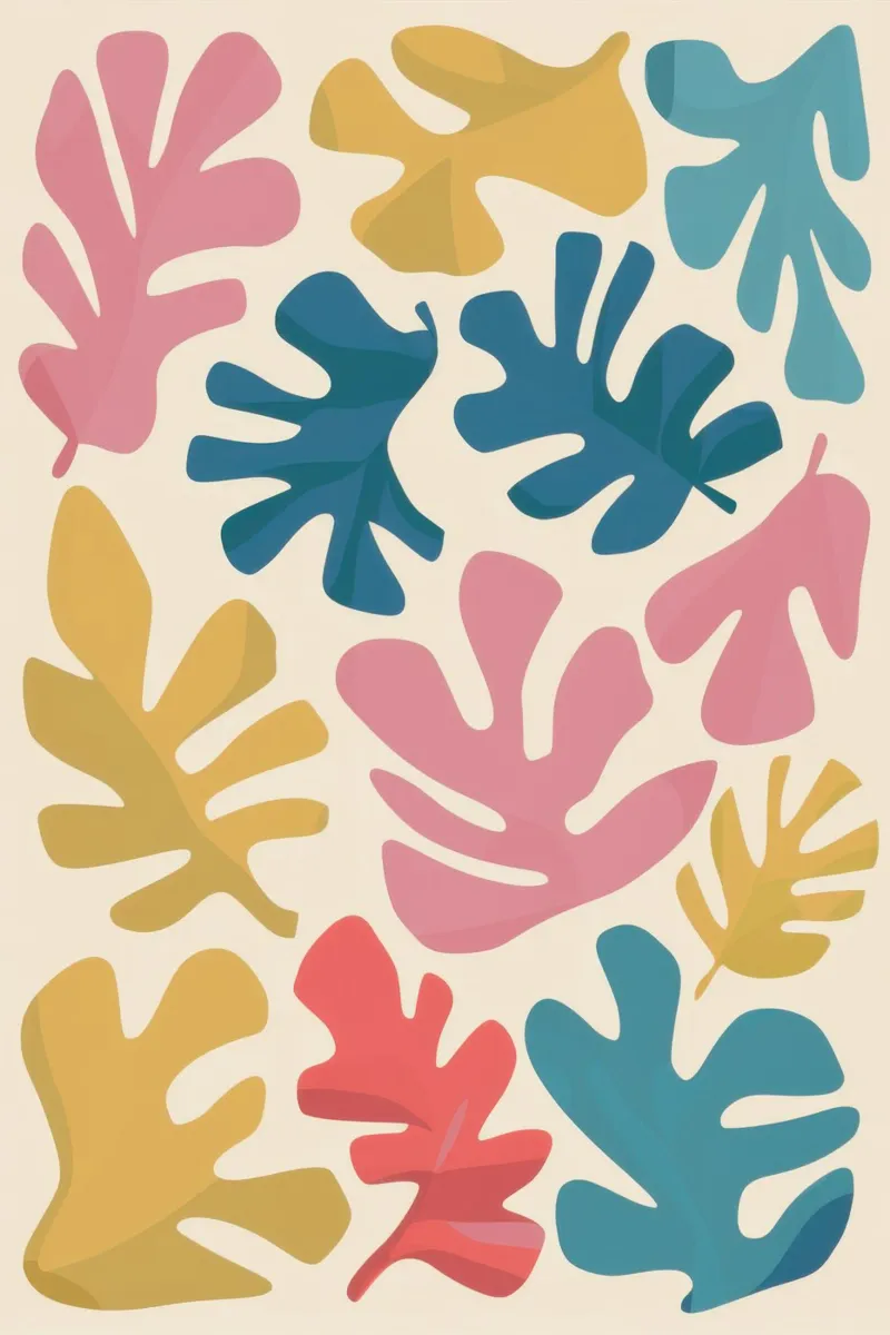 Forme di foglie di Matisse poster da Snow Mist