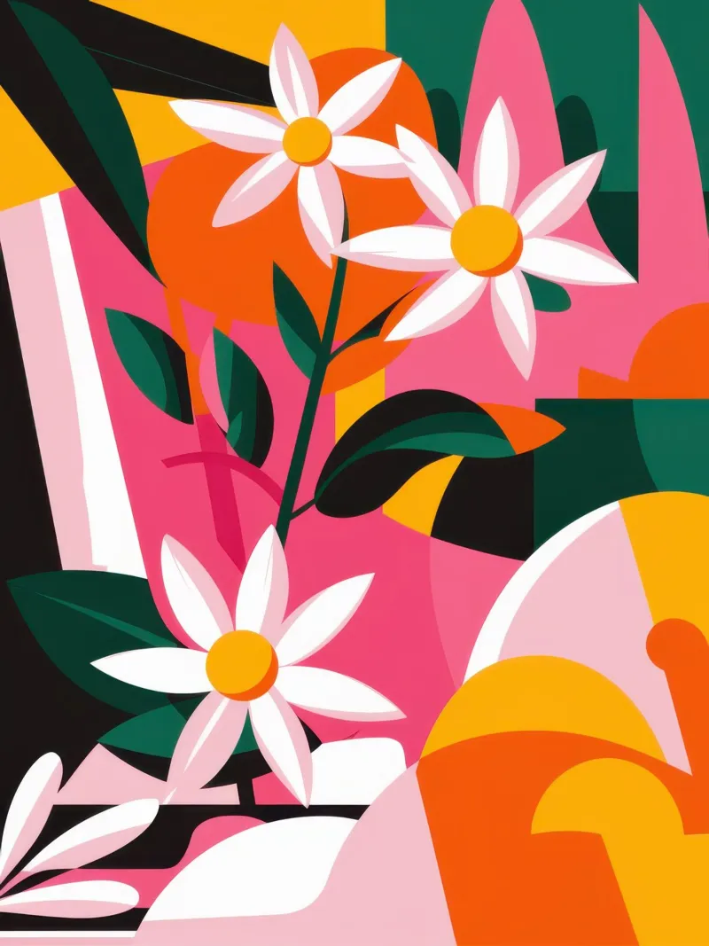 Wildflower Color Burst canvas with Floater frame by Bara Suara