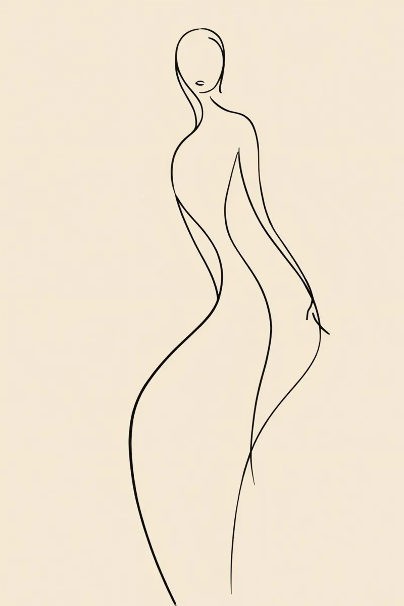 Line Drawing of a Woman's body canvas with Floater frame by DesignDoodle