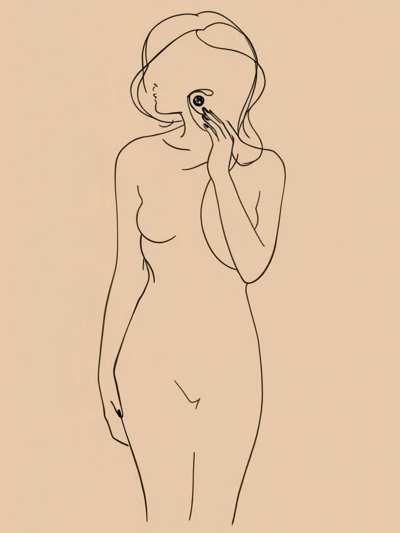 Dessin au trait d'une femme nue poster de DesignDoodle
