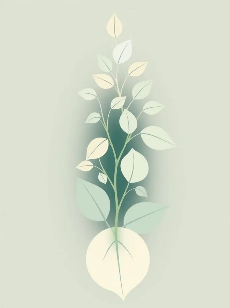 Eleganza botanica: Un'illustrazione digitale serena poster con telaio in plastica da Artistic-shop