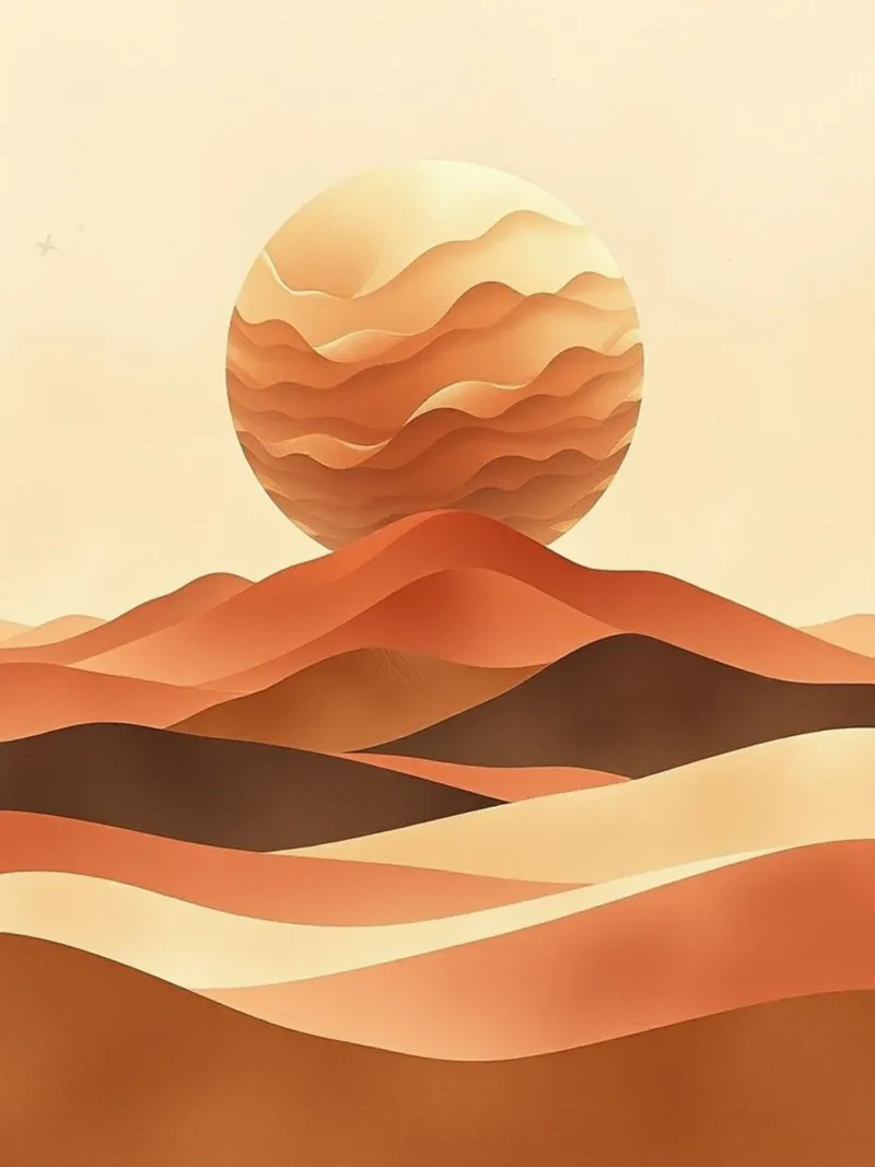 Abstracte woestijn zonsondergang Landschap Print canvas met Baklijst van Artistic-shop