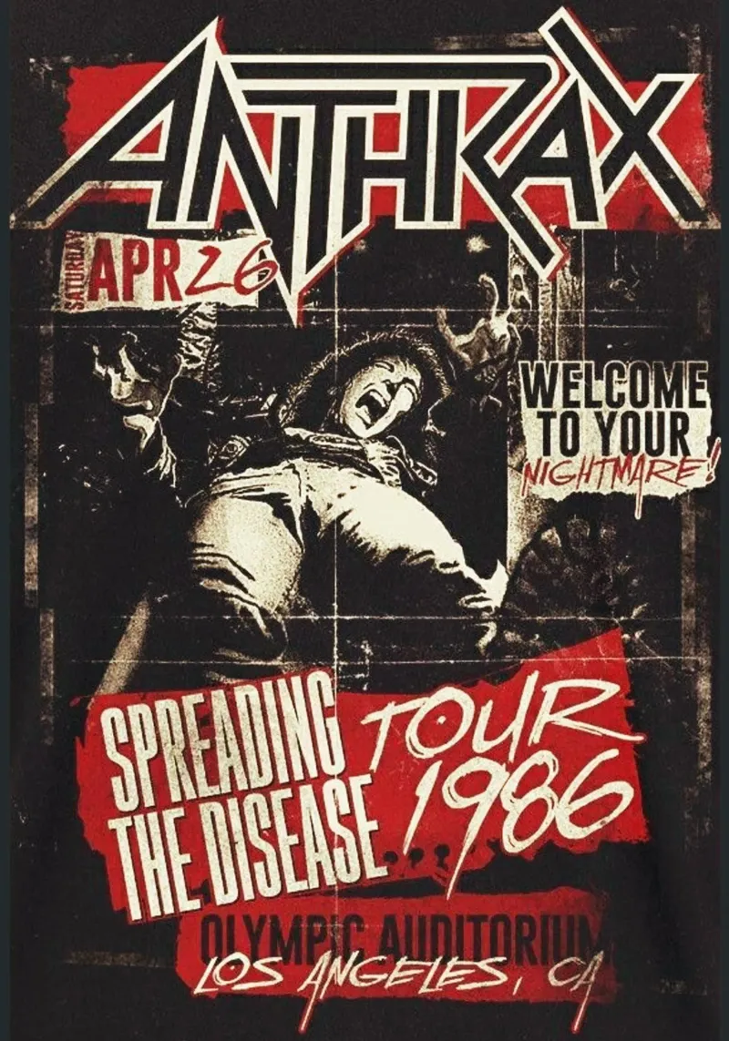 Tour degli Anthrax 1986 poster con telaio in legno da Lembayung art