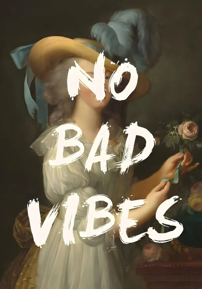 'No Bad Vibes' poster con telaio in alluminio da Type & Tape
