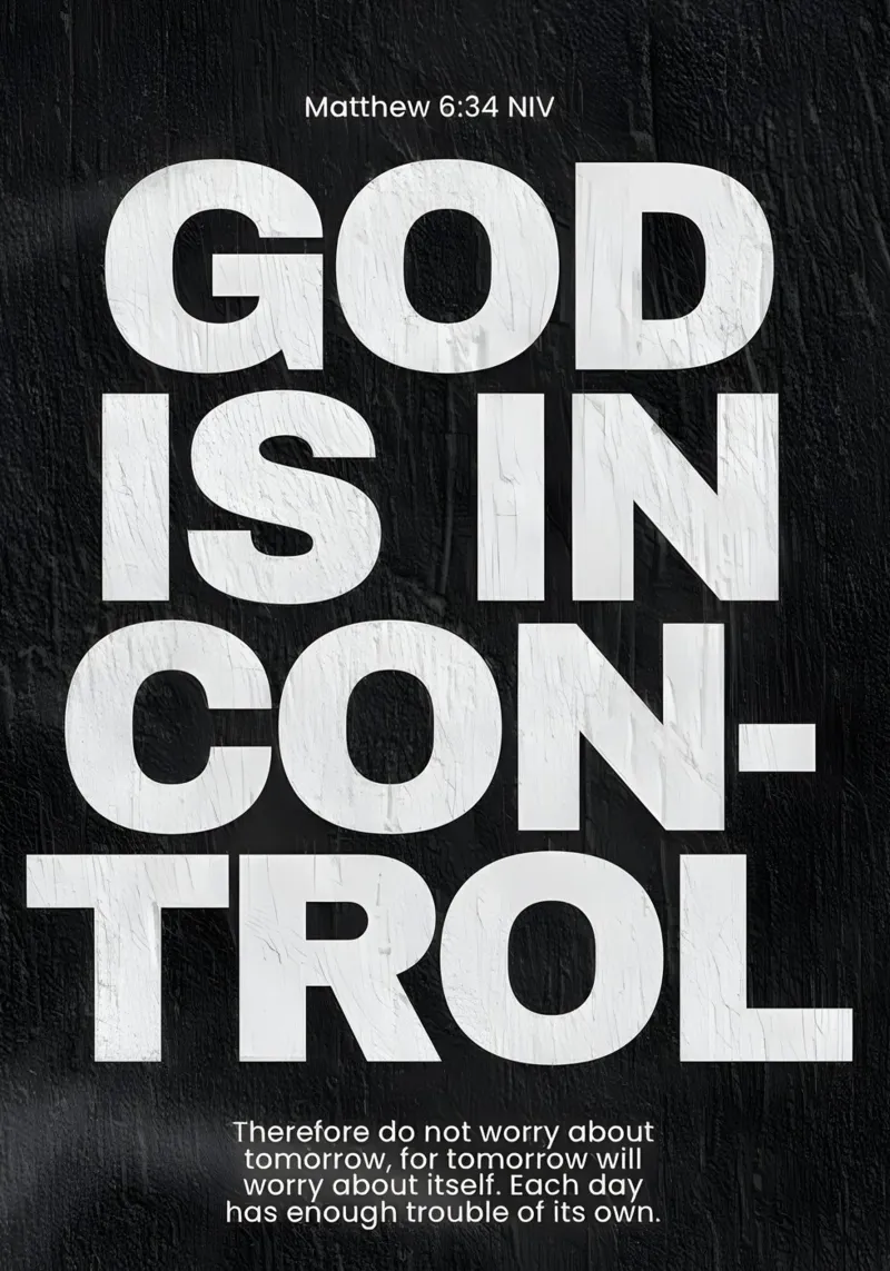 'God is in control poster con telaio in legno da Type & Tape