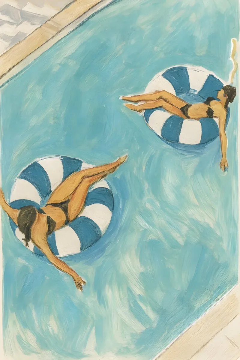 Giornata in piscina poster con telaio in legno da Travel with Chris