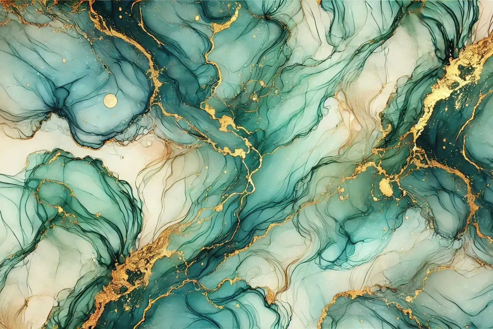 Inchiostro alcolico Botanic Teal poster con telaio in alluminio da Chromatic Fusion Studio