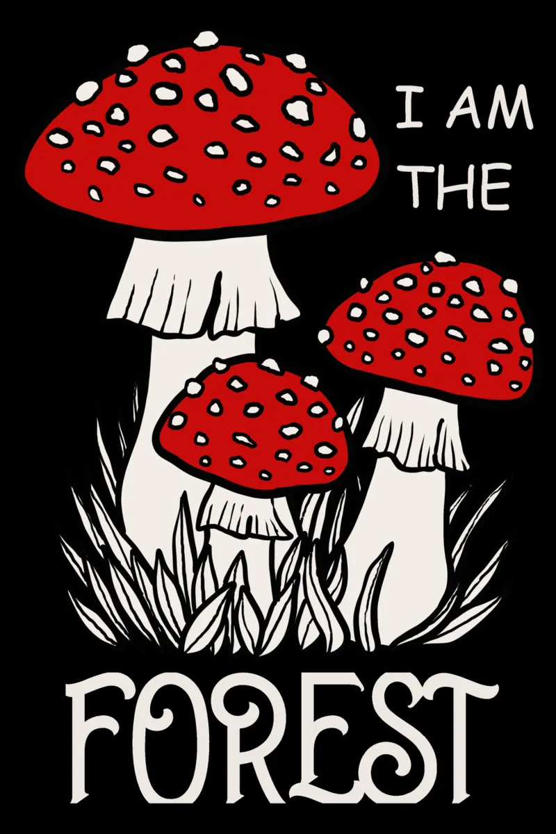 I am the forest Red mushrooms poster con telaio in alluminio da TijanaArtStudio88