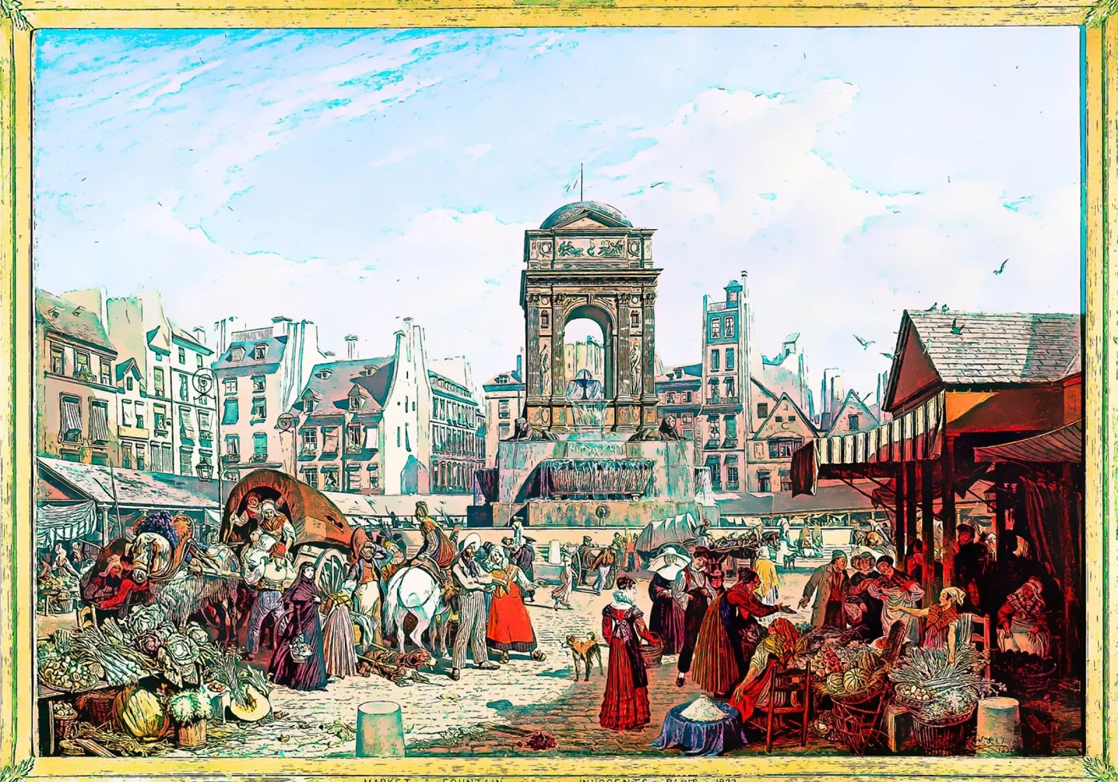 Il mercato della Fontaine des Innocents a Parigi nel 1822 poster da the-witcher