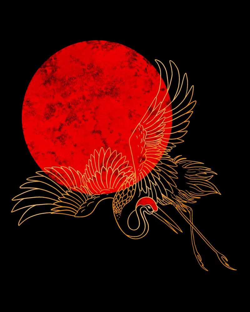 Japanese Red-Crowned Crane poster con telaio in plastica da TijanaArtStudio88