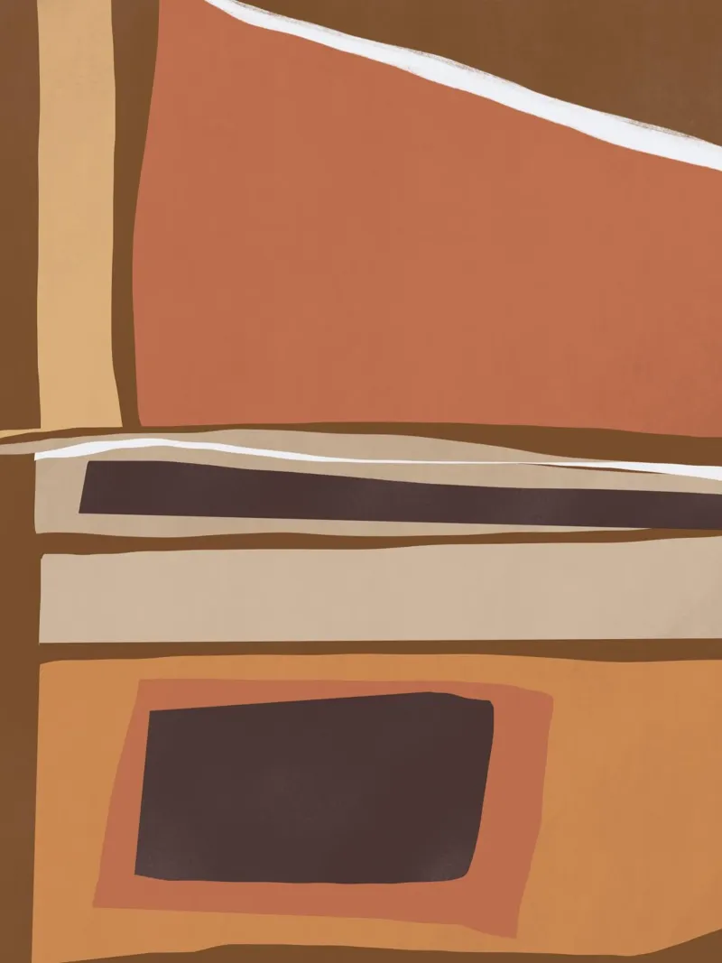 Aardetint abstract 03 canvas met Baklijst van Little Dean