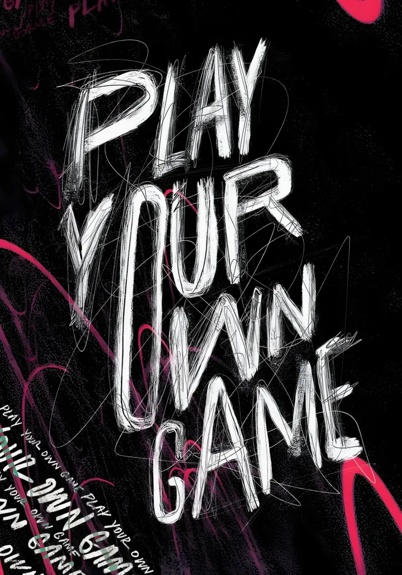 PLAY YOUR OWN GAME poster con telaio in alluminio da Type & Tape