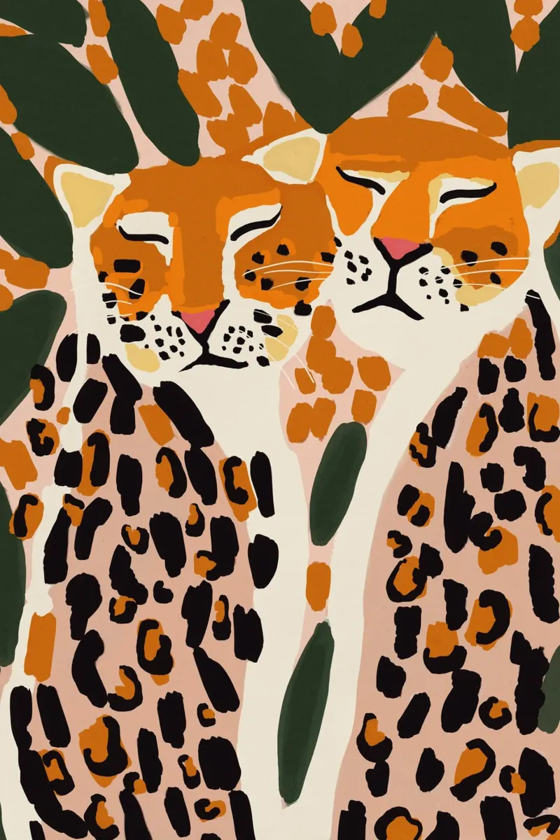 Cuddling Leopards carta hahnemühle da treechild
