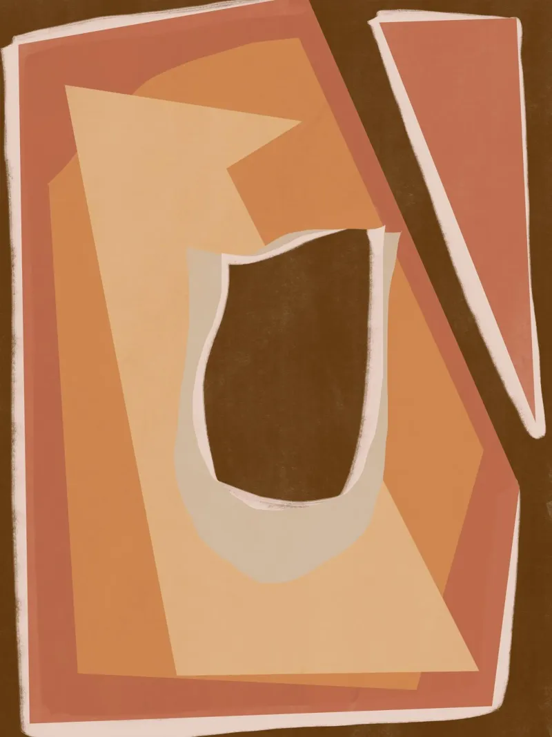 Aardetint abstract 04 canvas met Baklijst van Little Dean