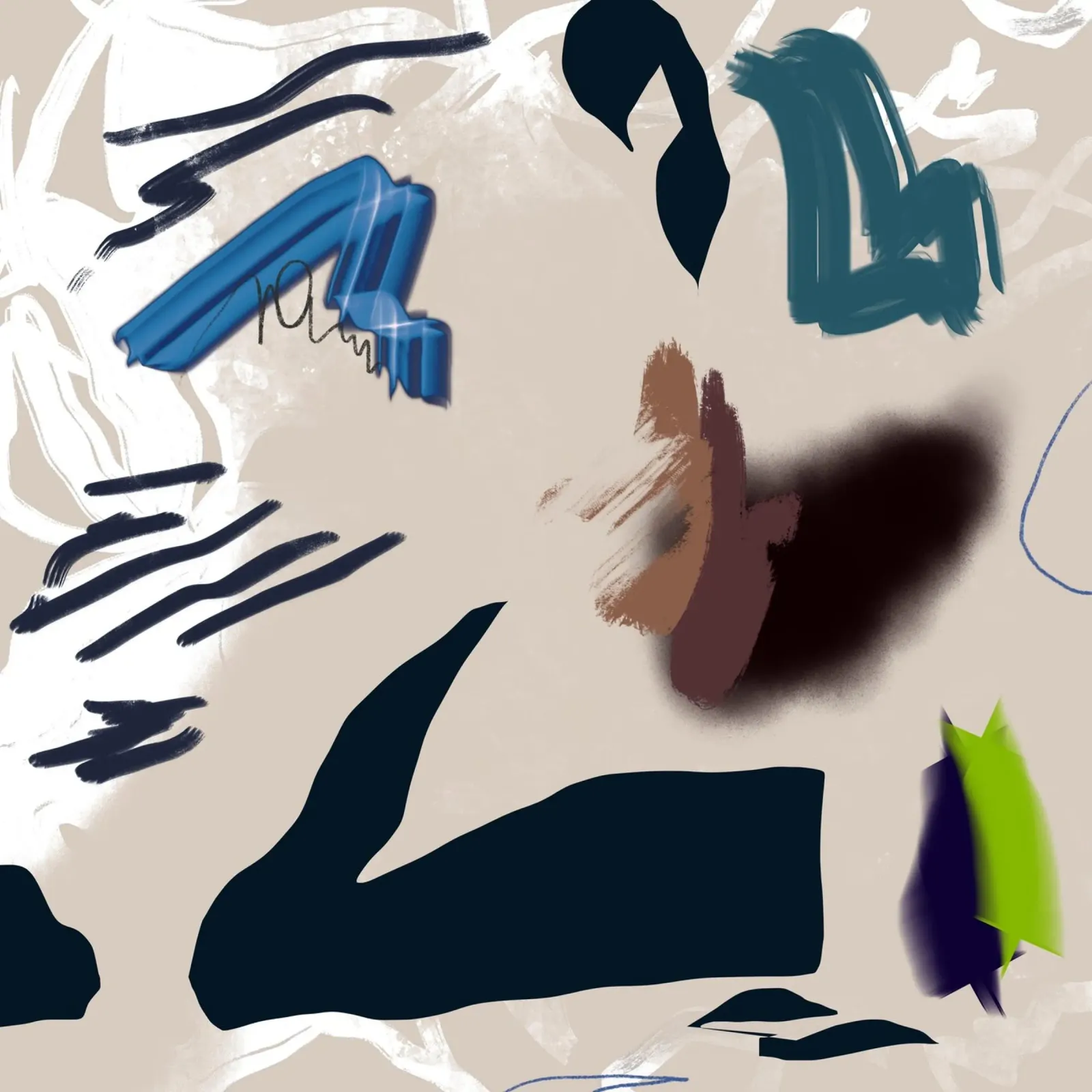 Gemengde media abstract canvas met Baklijst van Little Dean