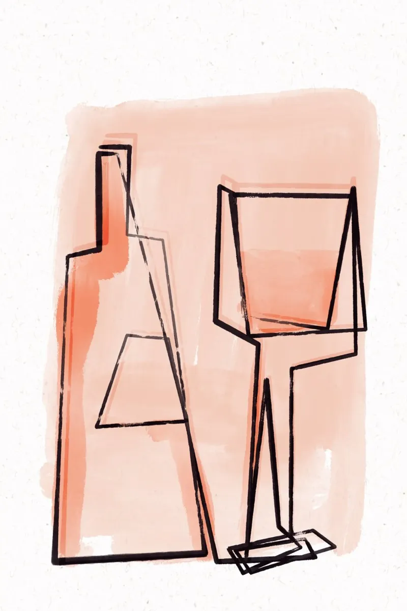 Bottle And Glass poster con telaio in legno da treechild