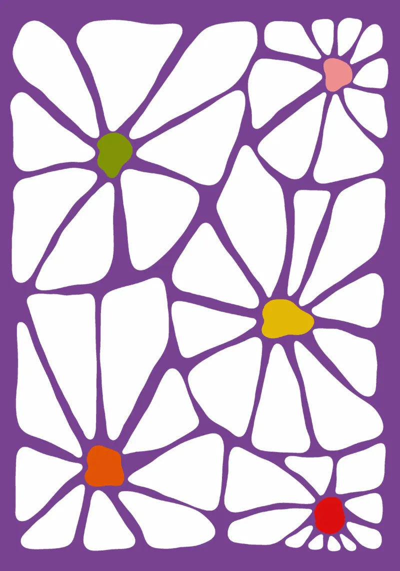 Retro summer symphony Flowers tela con Cornice a cassetta da TijanaArtStudio88