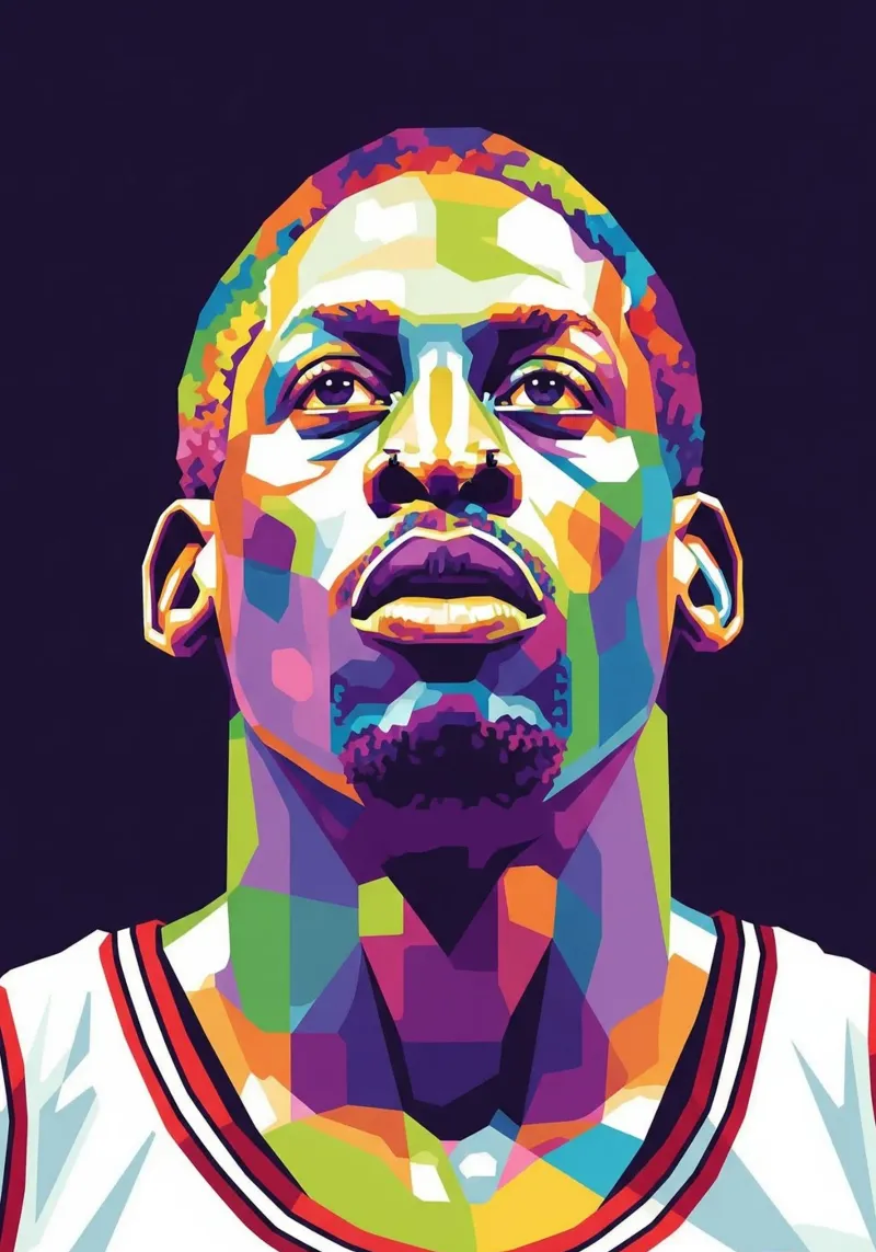 Dennis Rodman pop art #2 poster con telaio in alluminio da Hantamrata