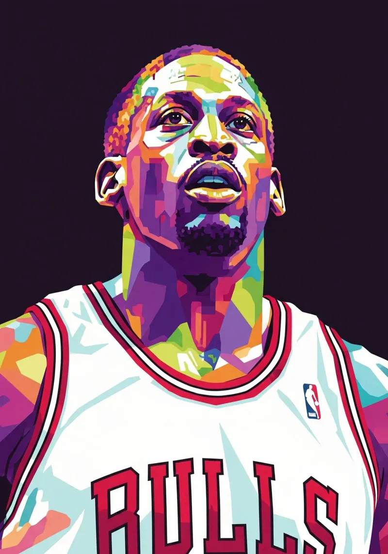 Dennis Rodman pop art #3 poster con telaio in alluminio da Hantamrata