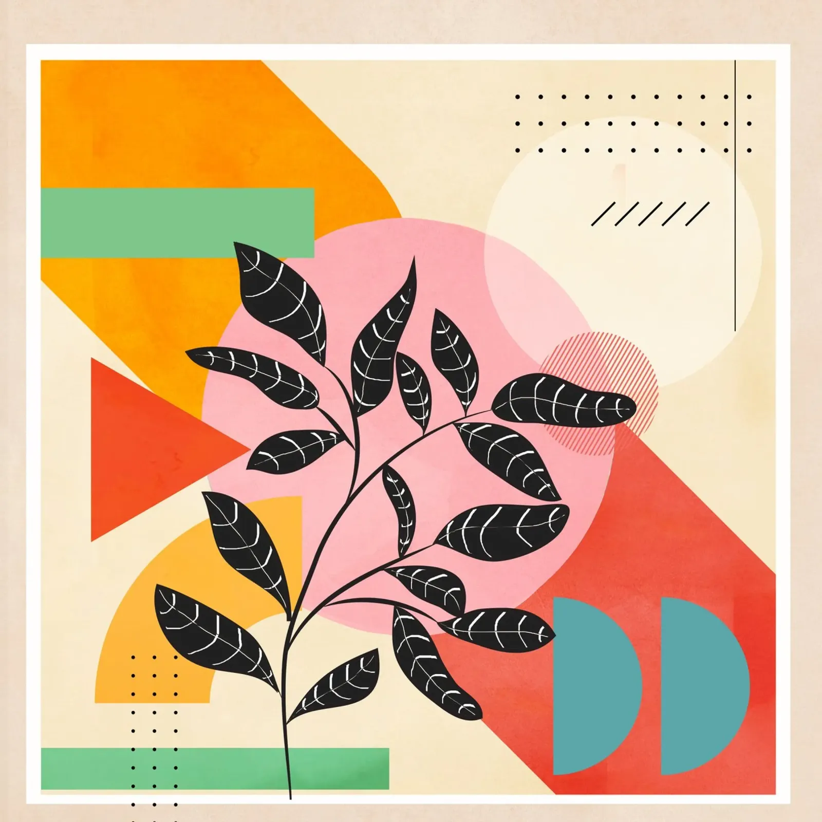 Tropical Geometry 8 poster con telaio in legno da cityart