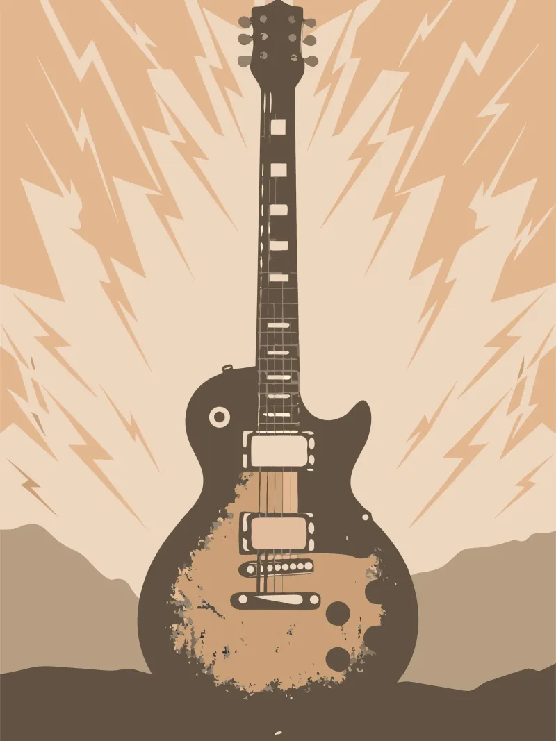 Chitarra rock poster con telaio in legno da MUSIC EDITION