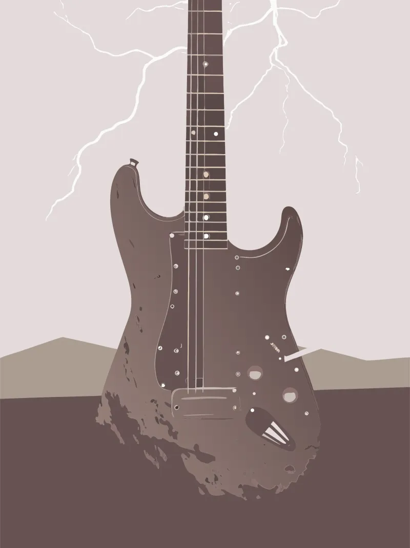 Chitarra e fulmini poster con telaio in alluminio da MUSIC EDITION