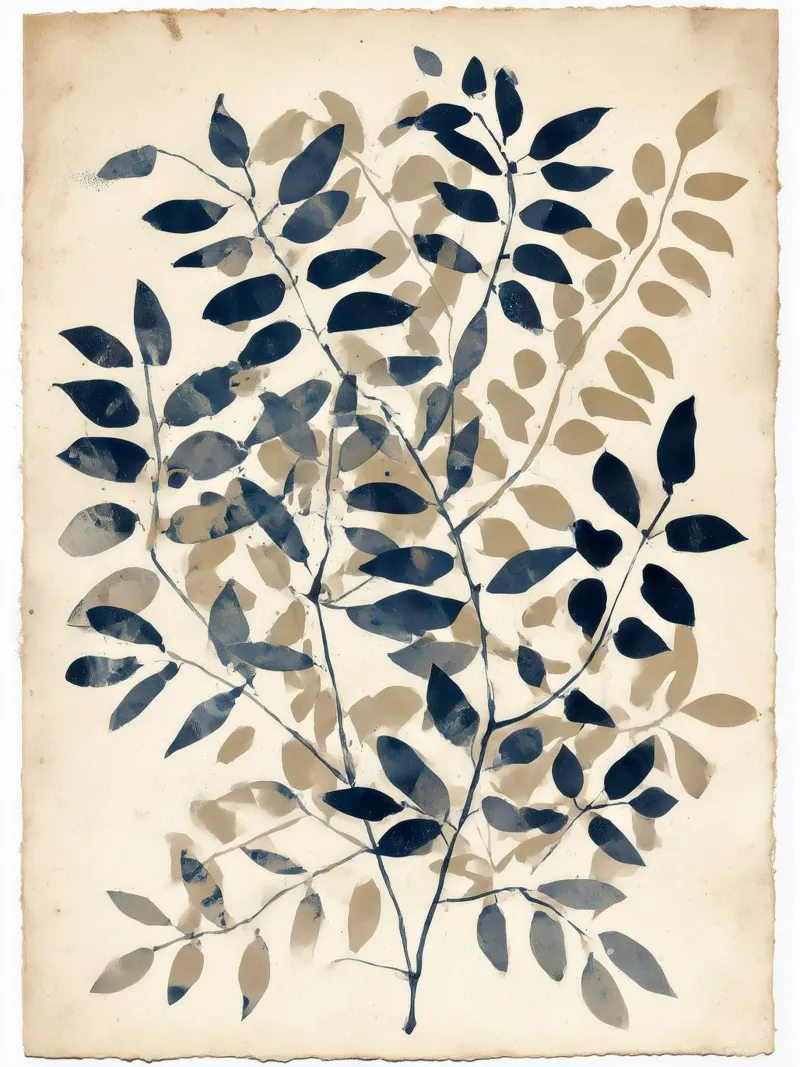 Indigo Branches poster con telaio in alluminio da Seed & Signal