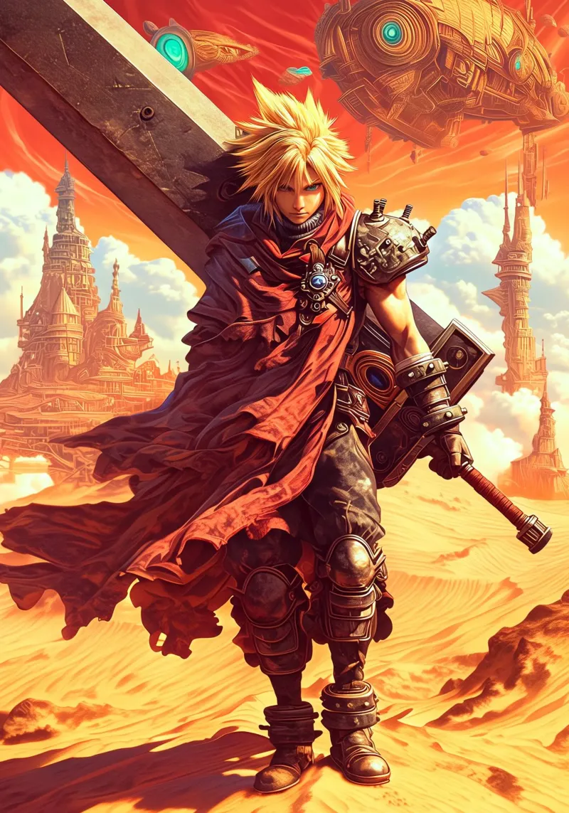 Cloud Strife Final Fantasy VII FF7 poster con telaio in plastica da Fleur de Lys
