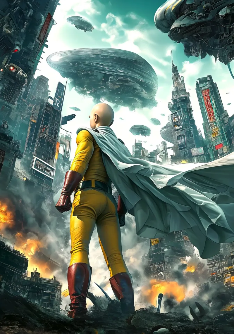 Saitama One Punch Man tela con Cornice a cassetta da Fleur de Lys