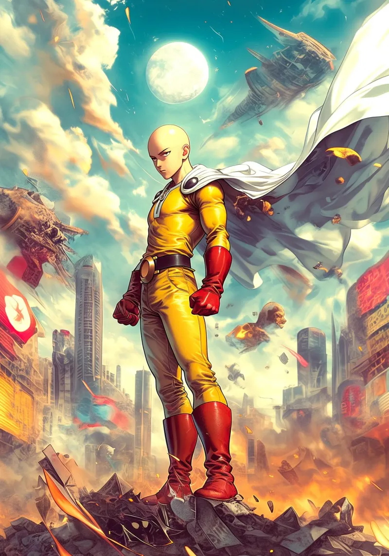 Saitama One Punch Man tela con Cornice a cassetta da Fleur de Lys
