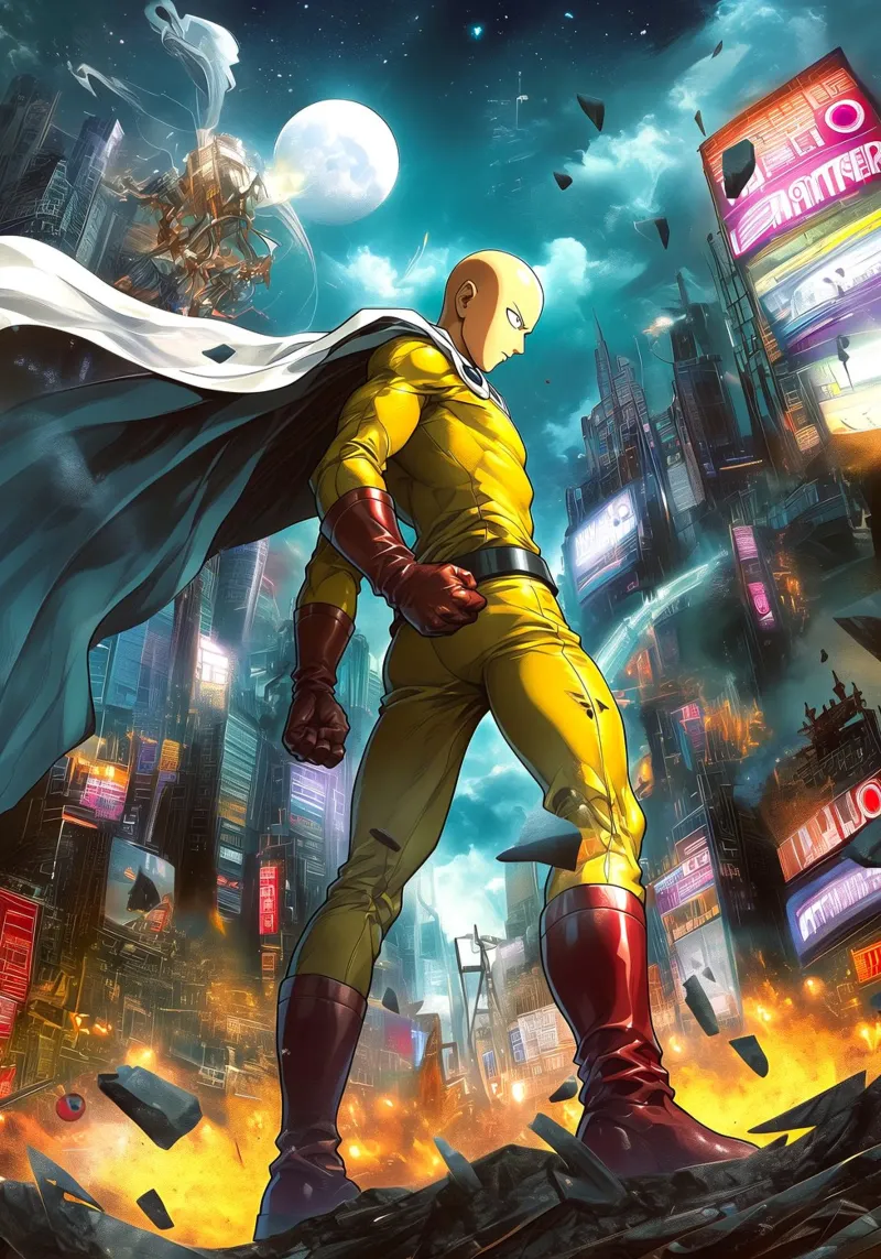 Saitama One Punch Man tela con Cornice a cassetta da Fleur de Lys