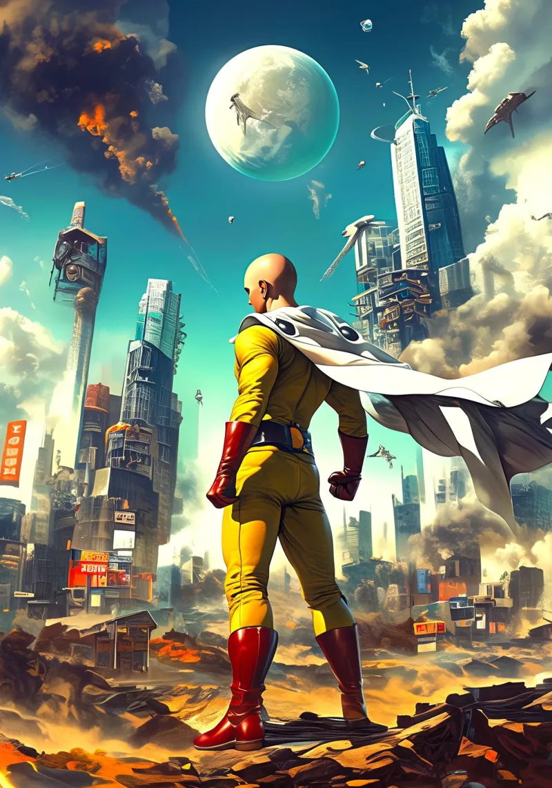 Saitama One Punch Man tela con Cornice a cassetta da Fleur de Lys
