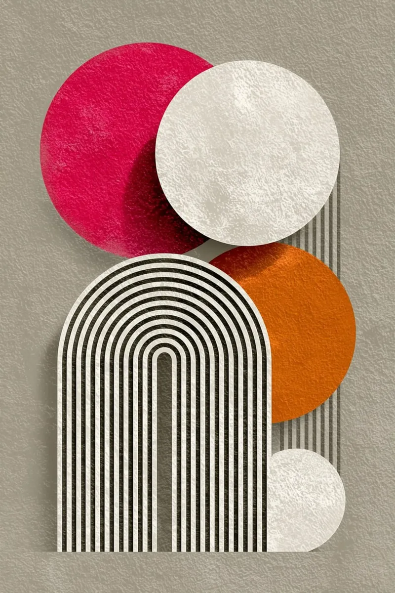 Half circle stripe pattern poster with aluminum frame by Carinaprint