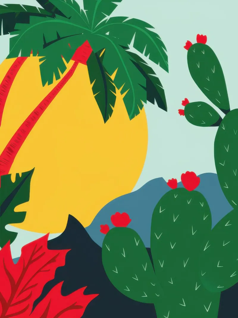 Cactus en surfplank canvas met Baklijst van Astra Mist