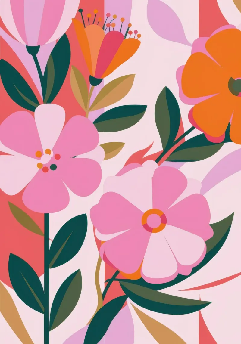 Fiori rosa tenue poster con telaio in legno da Lyra Glaze